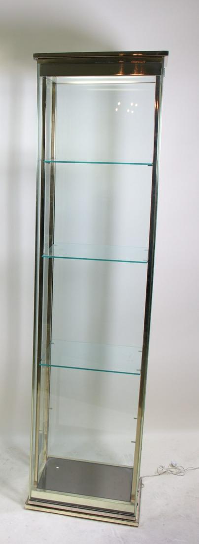 PAIR OF MID-CENTURY STYLE BRASS & GLASS CABINETS (1 of 2)