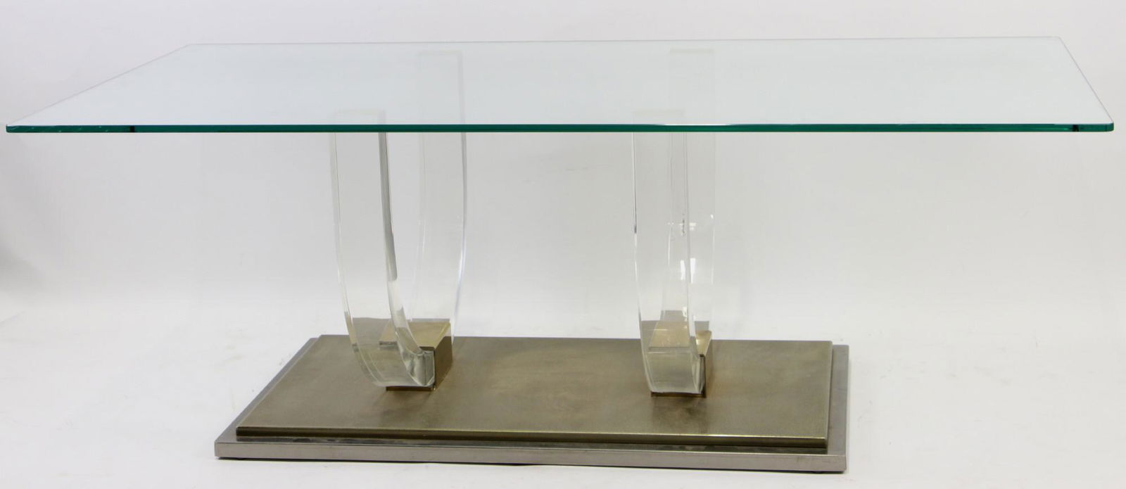 CONTEMPORARY LUCITE GLASS TOP COFFEE TABLE (1 of 1)