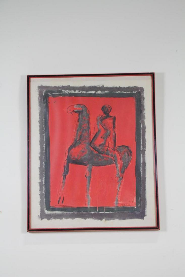 FRAMED JOHN MARIN "MAN ON A HORSE" LITHOGRAPH (1 of 3)