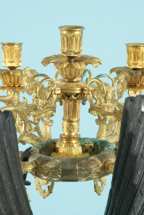 PAIR OF FRENCH EMPIRE STYLE GILT BRONZE CANDELABRA - 9