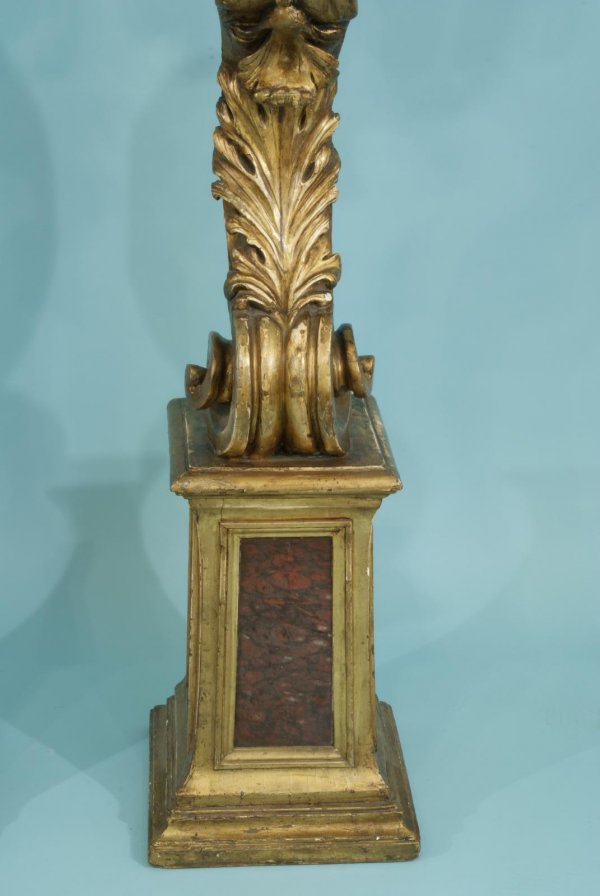 ANTIQUE FRENCH WOOD CARVED AND GILDED TORCHERES - 4