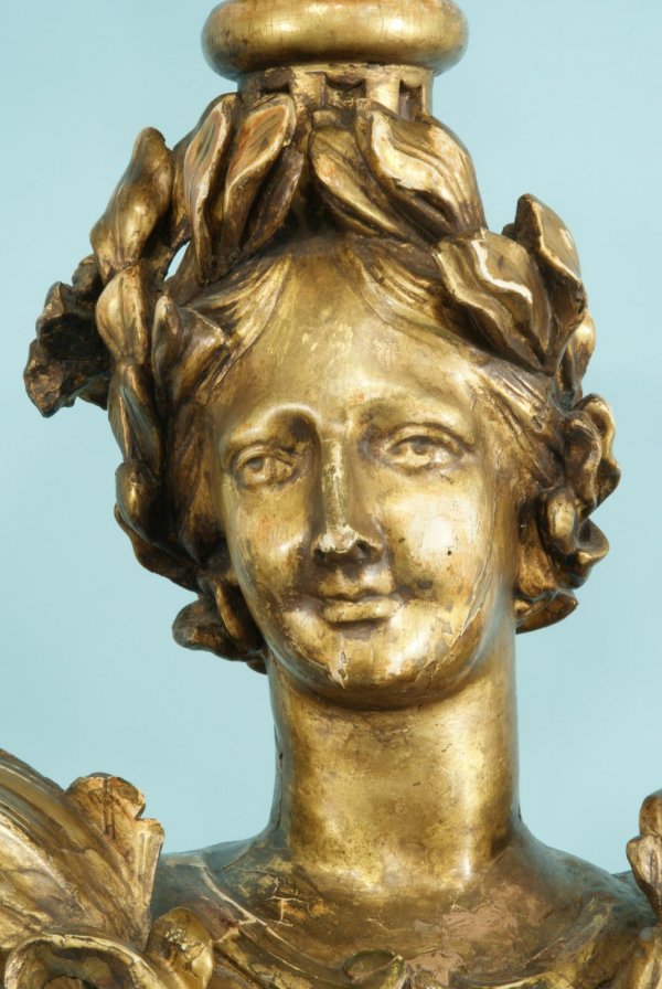 ANTIQUE FRENCH WOOD CARVED AND GILDED TORCHERES - 9