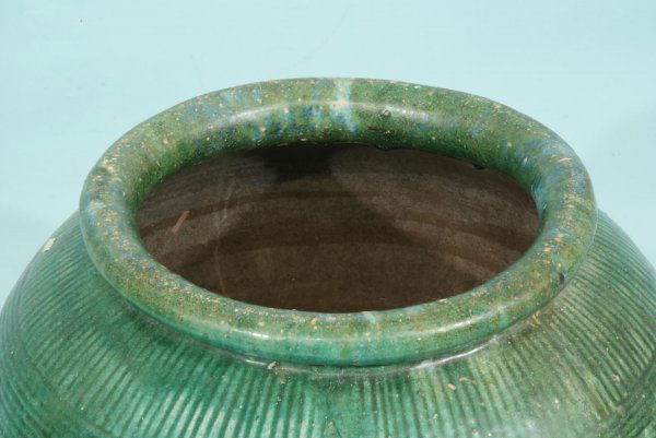 LARGE GREEN GLAZE CHINESE POT - 2