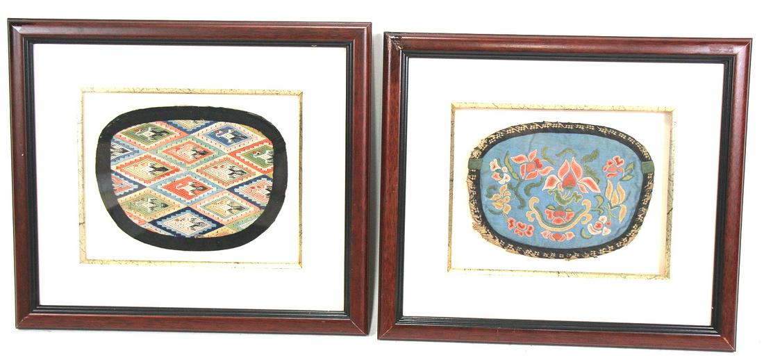 TWO ANTIQUE CHINESE NEEDLEPOINT FRAGMENT ARTWORKS (1 of 8)