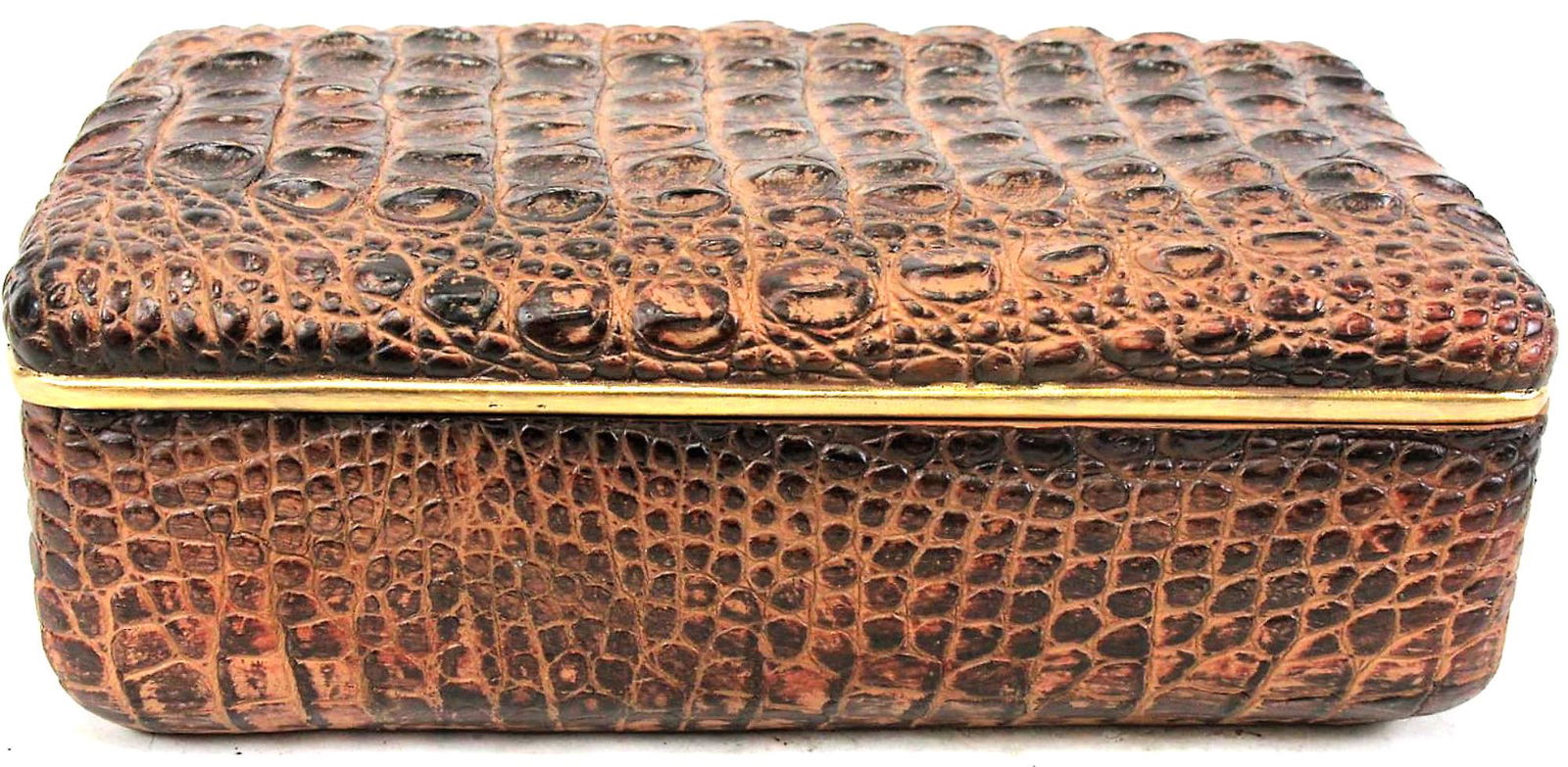 BROWN FAUX  ALLIGATOR BOX (1 of 3)