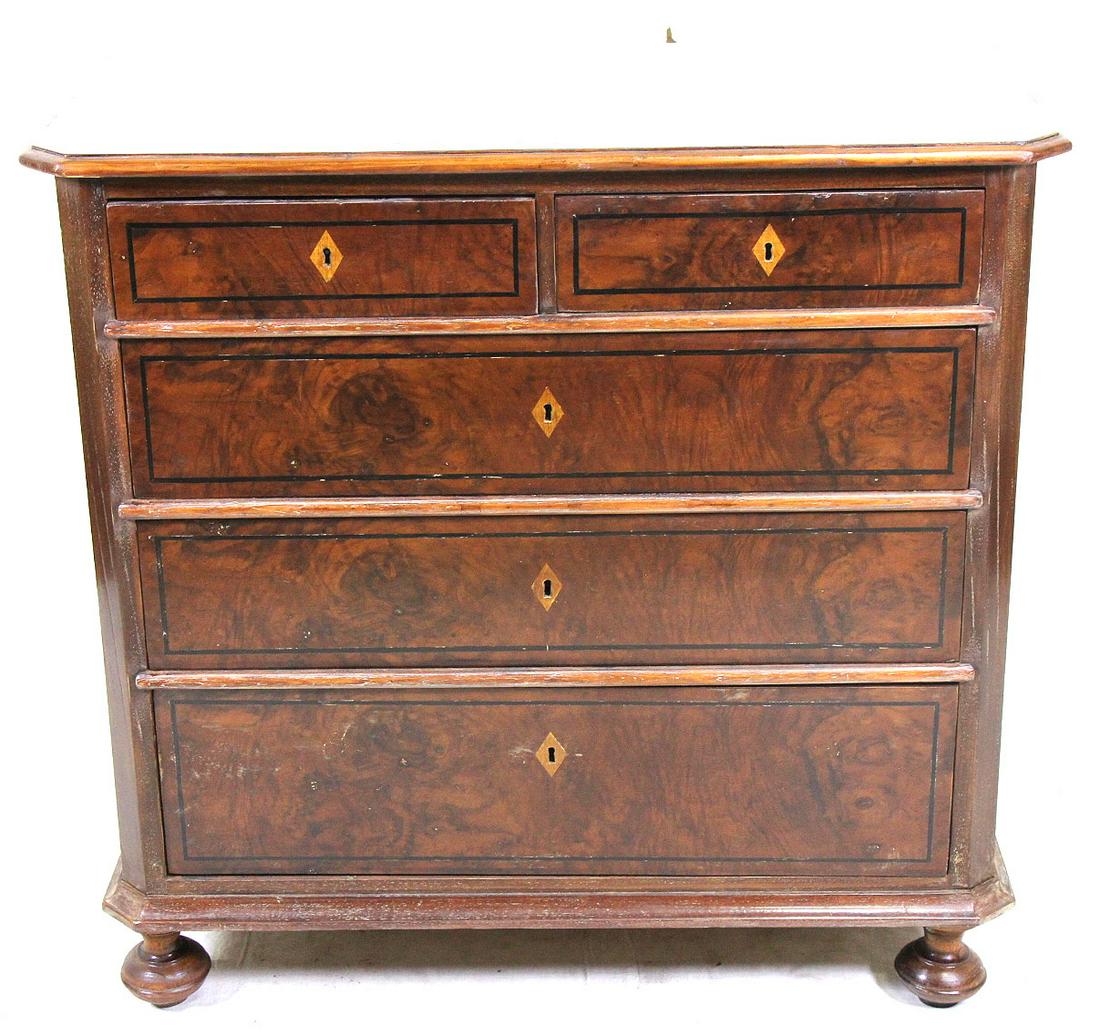 CIRCA 1840's DANISH WILLIAM & MARY STYLE CHEST (1 of 3)