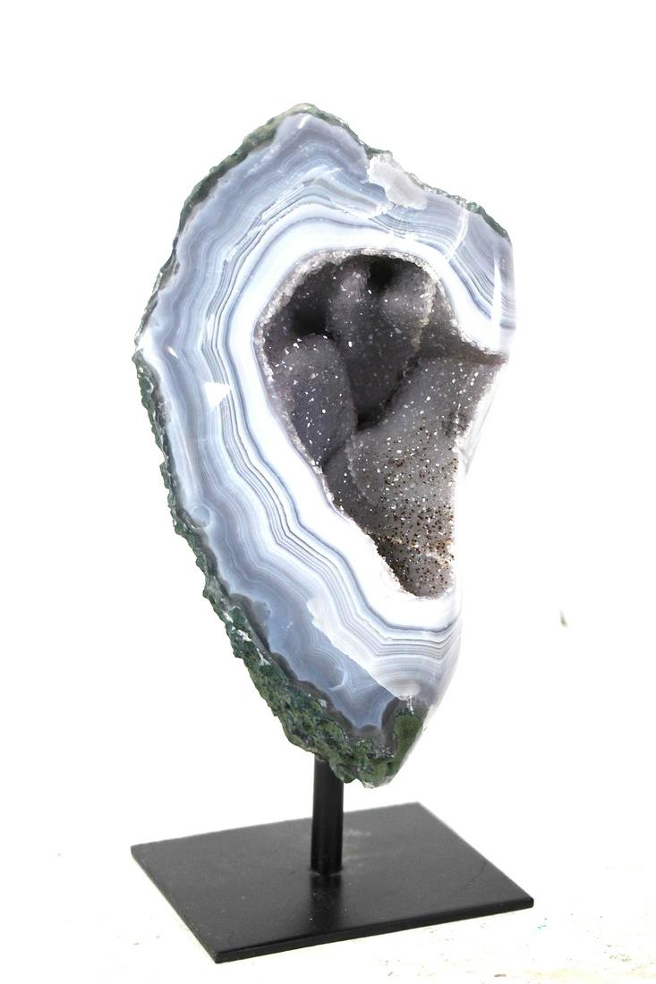 AGATE & AMETHYST GEODE ON METAL BASE (1 of 4)