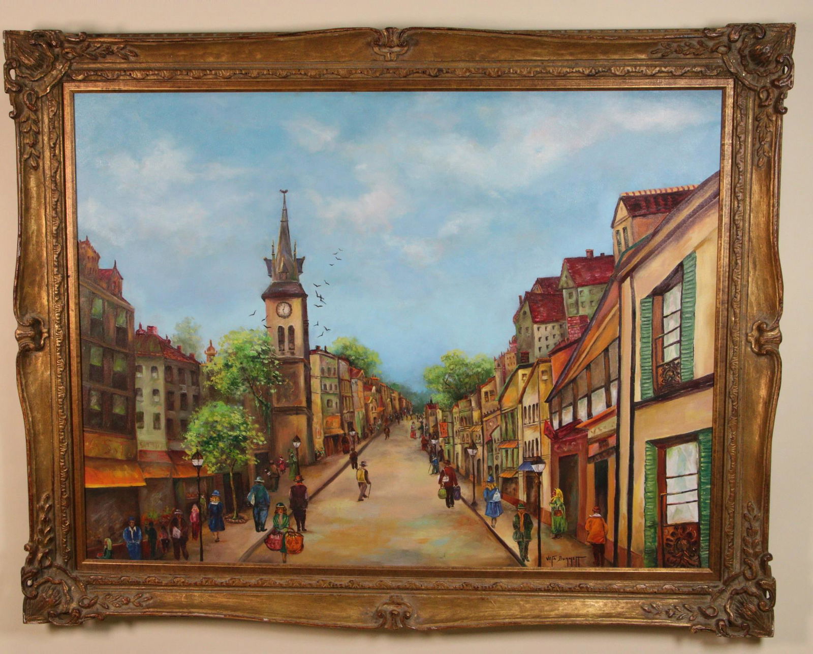 VETA BUNNETT OLD EUROPEAN CITYSCAPE OIL ON CANVAS (1 of 3)