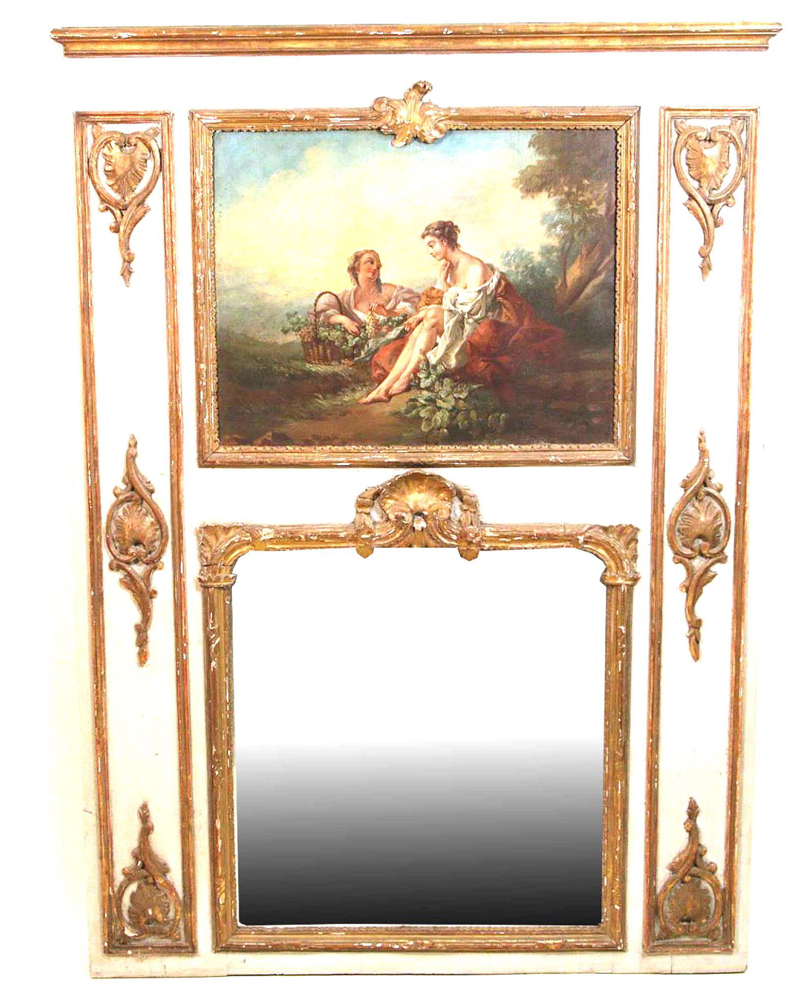 18th CENTURY FRENCH TRUMEAU: 18th CENTURY FRENCH TRUMEAU. Height: 57 in. by Width: 41 in. by Depth: 2 in.