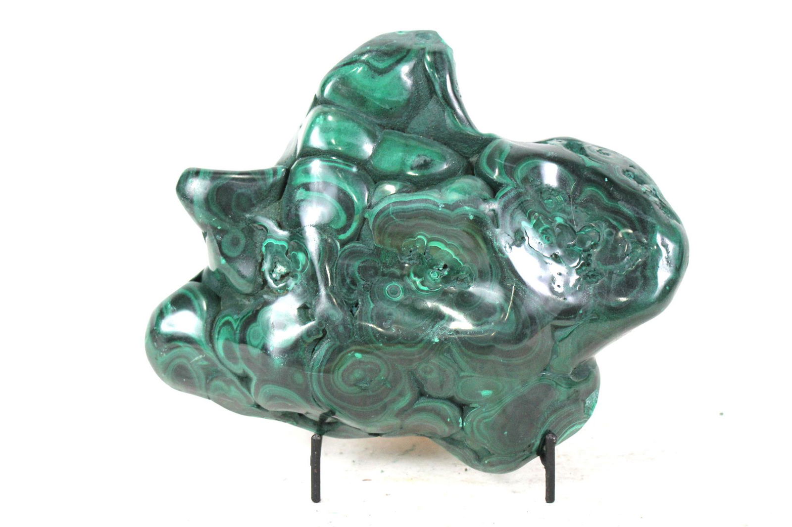POLISHED BULLSEYE MALACHITE FLOWER ON STAND (1 of 4)