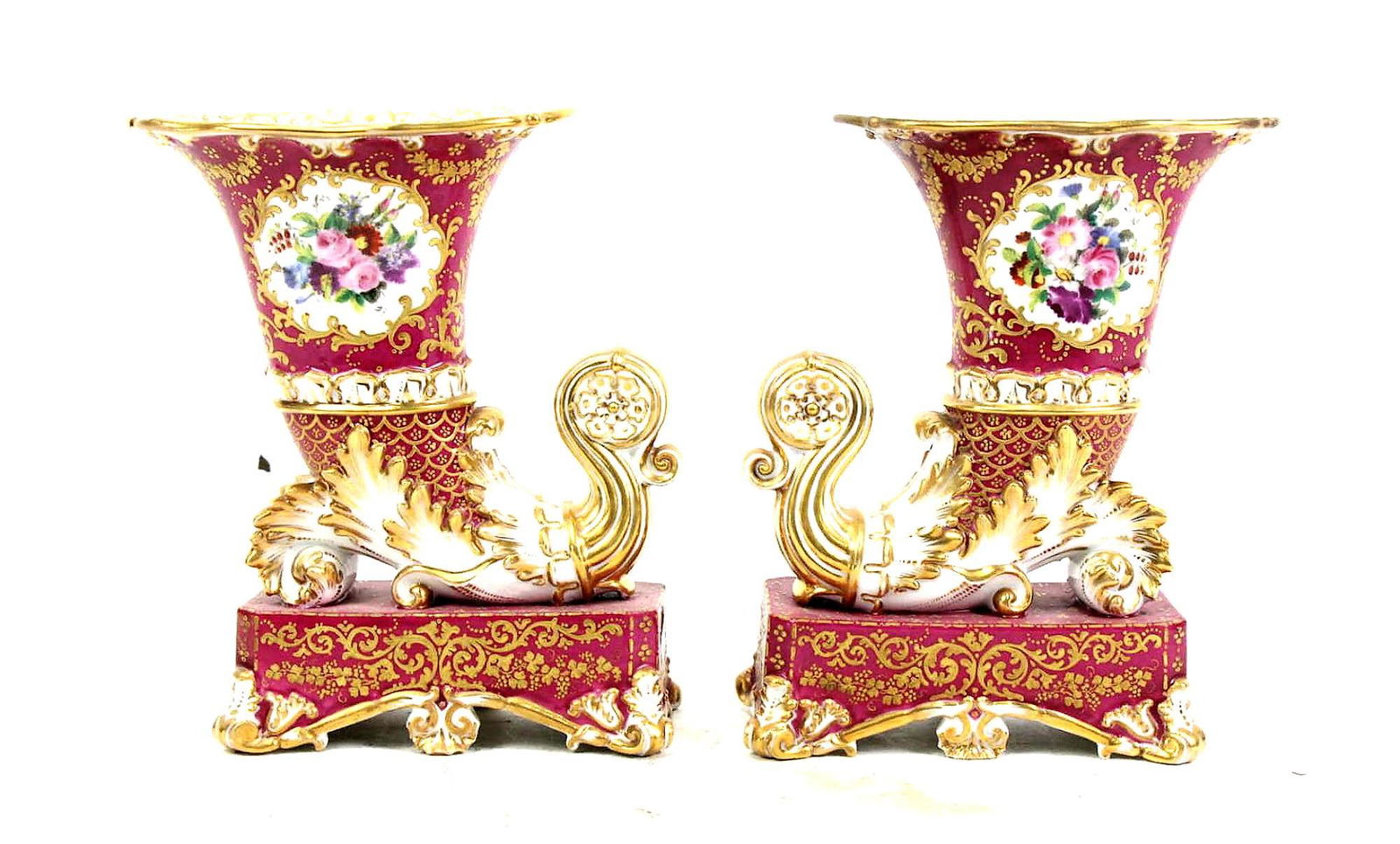 PAIR OF 19th CENTURY NEOCLASSICAL PORCELAIN CORNUCOPIA, (1 of 5)