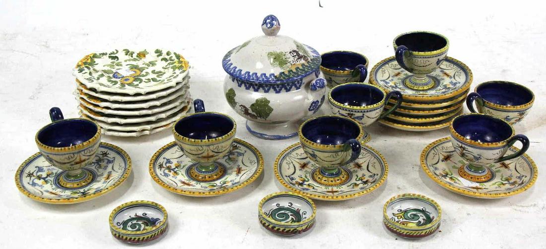 28-PIECE MAJOLICA  AND QUIMPER DINNERWARE SET. (1 of 7)