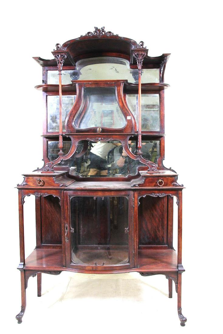 LATE C.19TH DISPLAY CABINET: LATE C.19TH DISPLAY CABINET Height: 69 in. by Width: 38 in. by Depth: 14.5 in.
