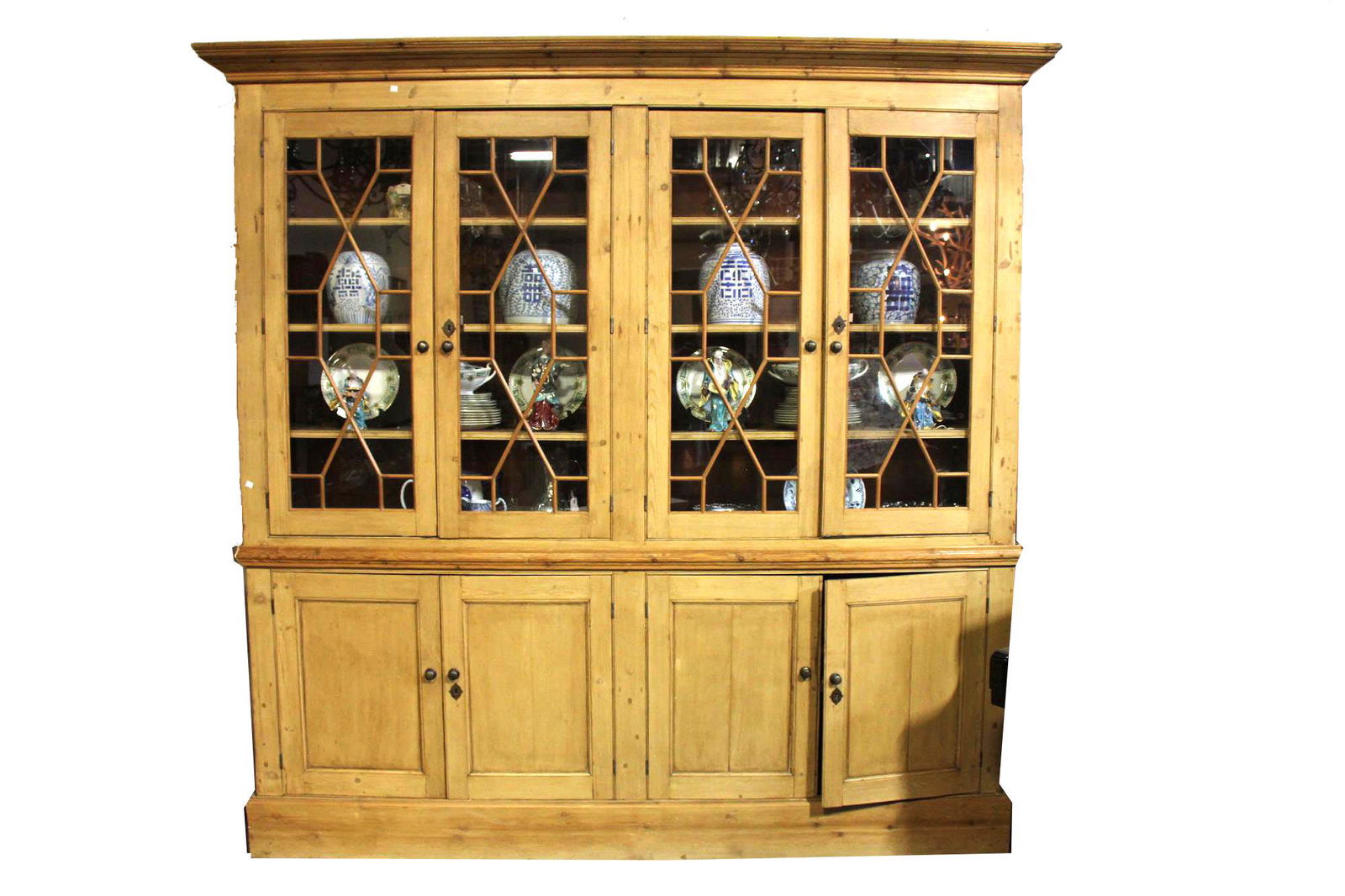 LARGE PINE CHINA CABINET (1 of 5)
