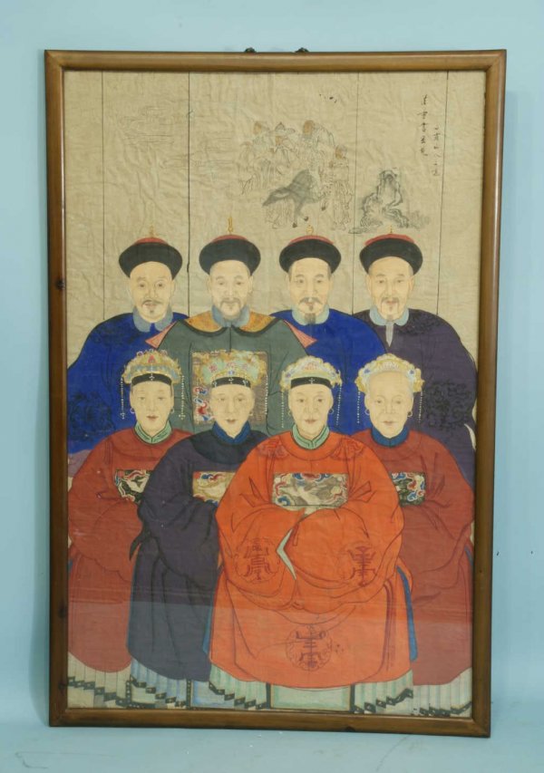 ANTIQUE EIGHT-ANCESTOR CHINESE PRINT IN FRAME