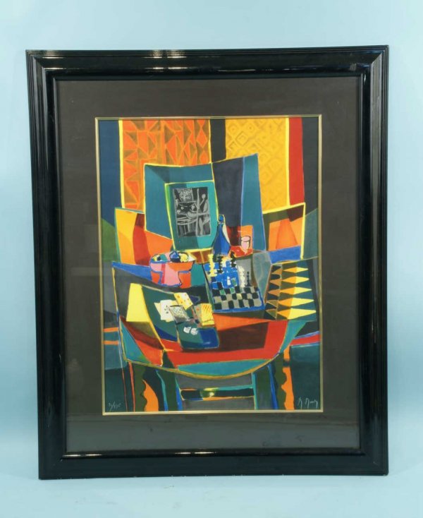MARCEL MOULY "ECHIQUIER A LA GRAVURE" #20/275: MARCEL MOULY "ECHIQUIER A LA GRAVURE" EDITION NUMBER 20/275. FRAMED AND MATTED, SIGNED LOWER RIGHT. Height: 31 in. by Width: 23 in.