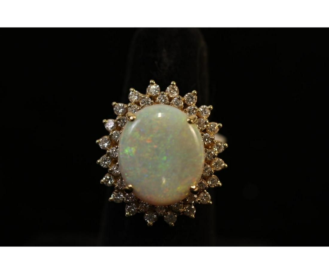 14kt YG OVAL WHITE OPAL DIAMOND ESTATE RING (1 of 2)