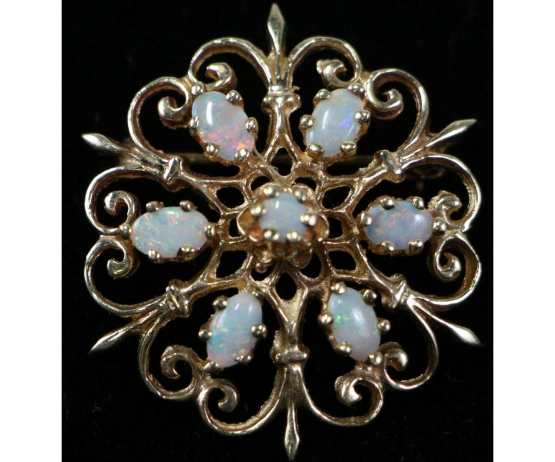 14kt YELLOW GOLD OPAL PENDANT/PIN (1 of 2)