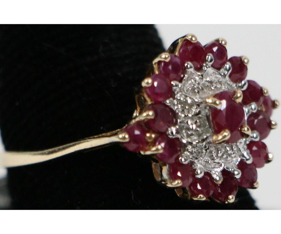 10kt YELLOW-GOLD DIAMOND & RUBY RING (1 of 2)
