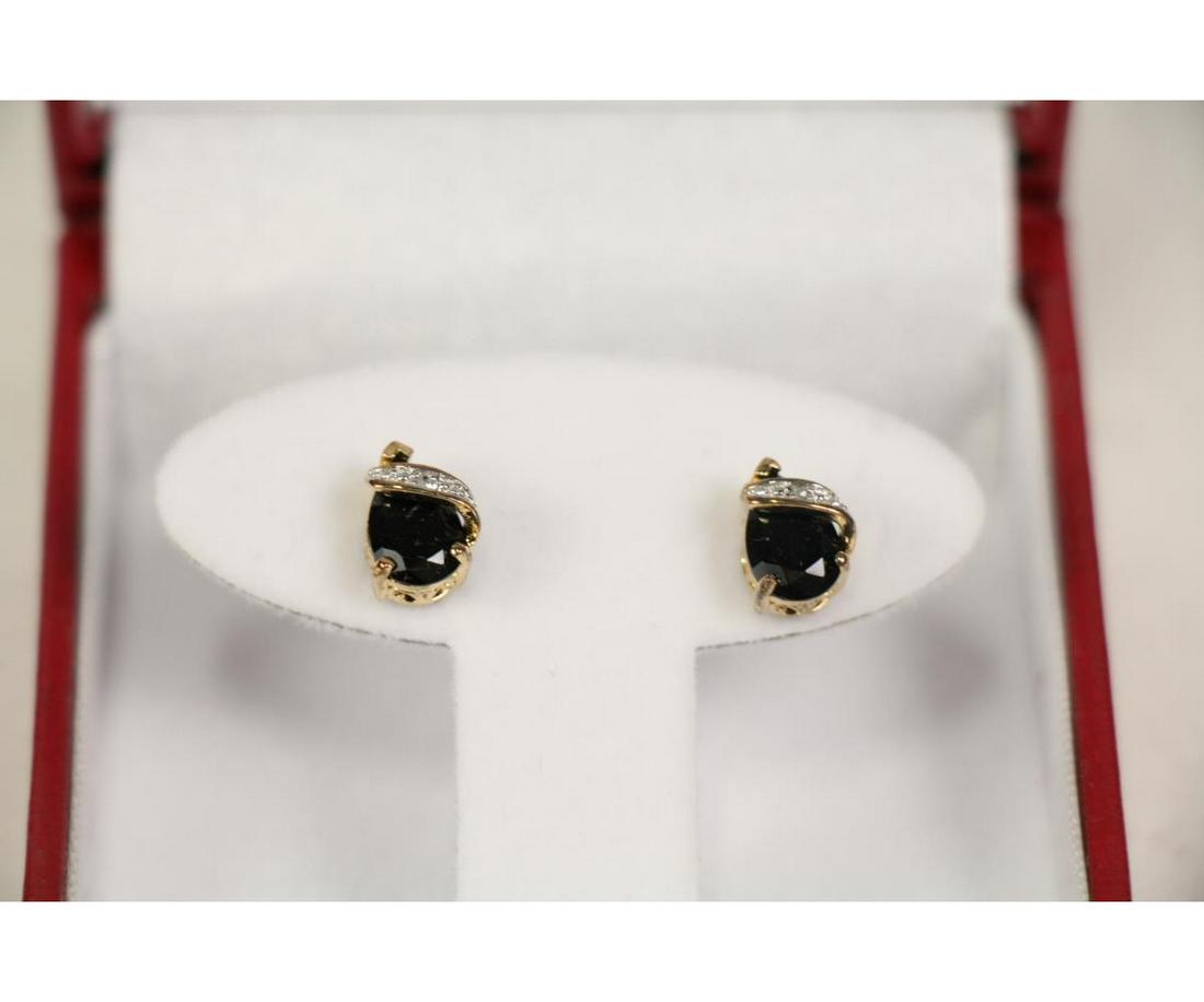 PEAR CUT ONYX & DIAMOND EARRINGS (1 of 2)