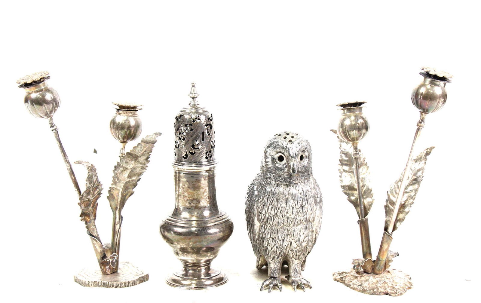 MIXED LOT OF FOUR STERLING SILVER/PLATED PIECES (1 of 14)