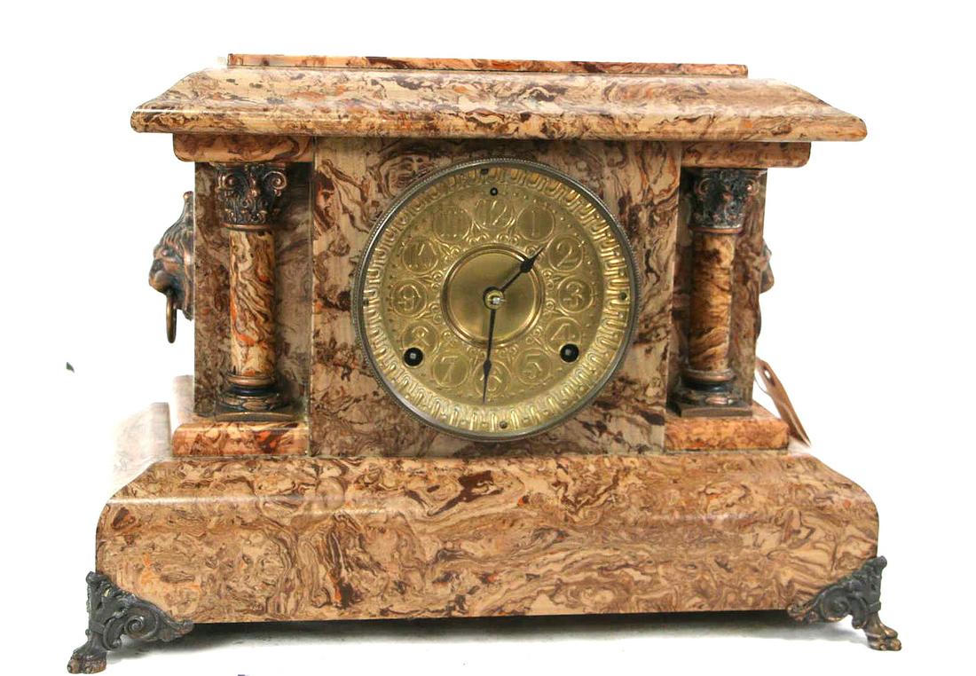 19th CENTURY SETH THOMAS FAUX GRAIN MANTEL CLOCK (1 of 2)