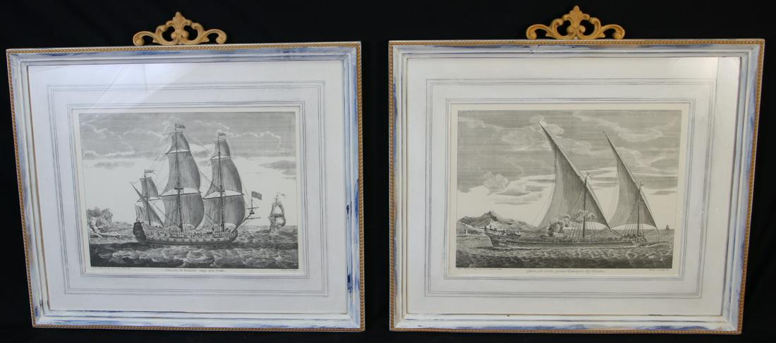 PAIR OF FRAMED & MATTED SHIP ENGRAVINGS (1 of 10)