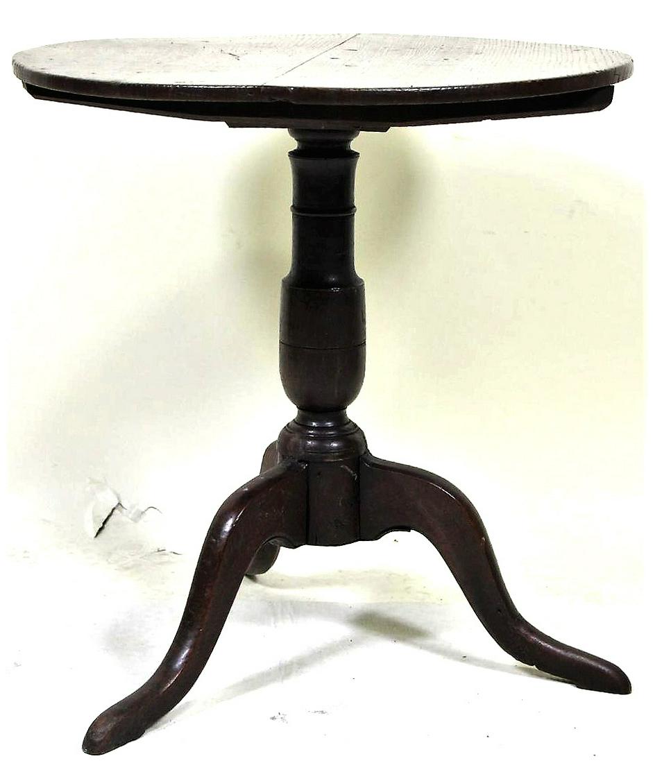 19th CENTURY TRIPOD BASE FLIP TOP OAK TABLE (1 of 3)