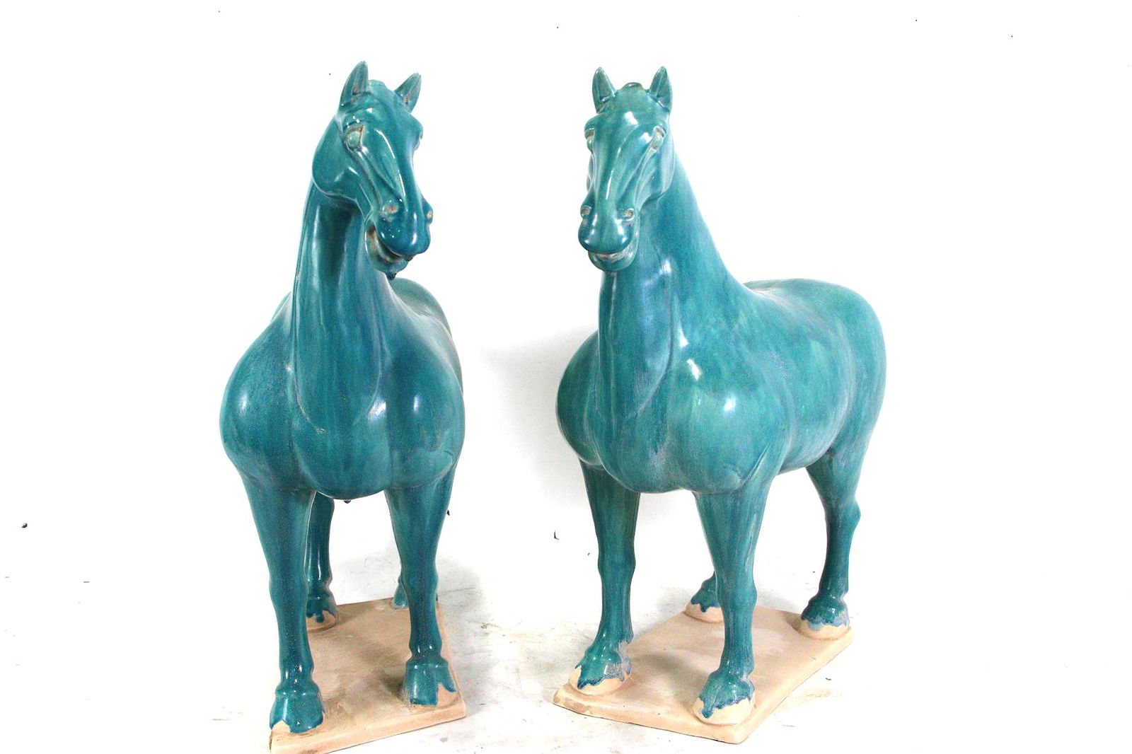PAIR OF GLAZED TERRACOTTA TANG STYLE HORSES (1 of 4)