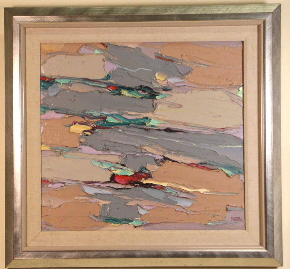 JIM RABBY ABSTRACT HEAVY IMPASTO ACRYLIC PAINTING: JIM RABBY (TEXAS 1947-) ABSTRACT HEAVY IMPASTO ACYRLIC ON CANVAS PAINTING. Height: 33 in. by Width: 34.5