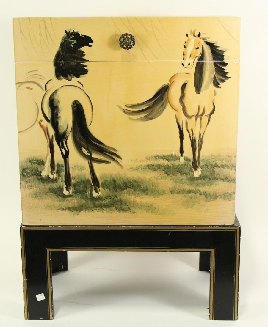 20th CENTURY CHINESE HORSE PAINTED TRUNK (1 of 3)
