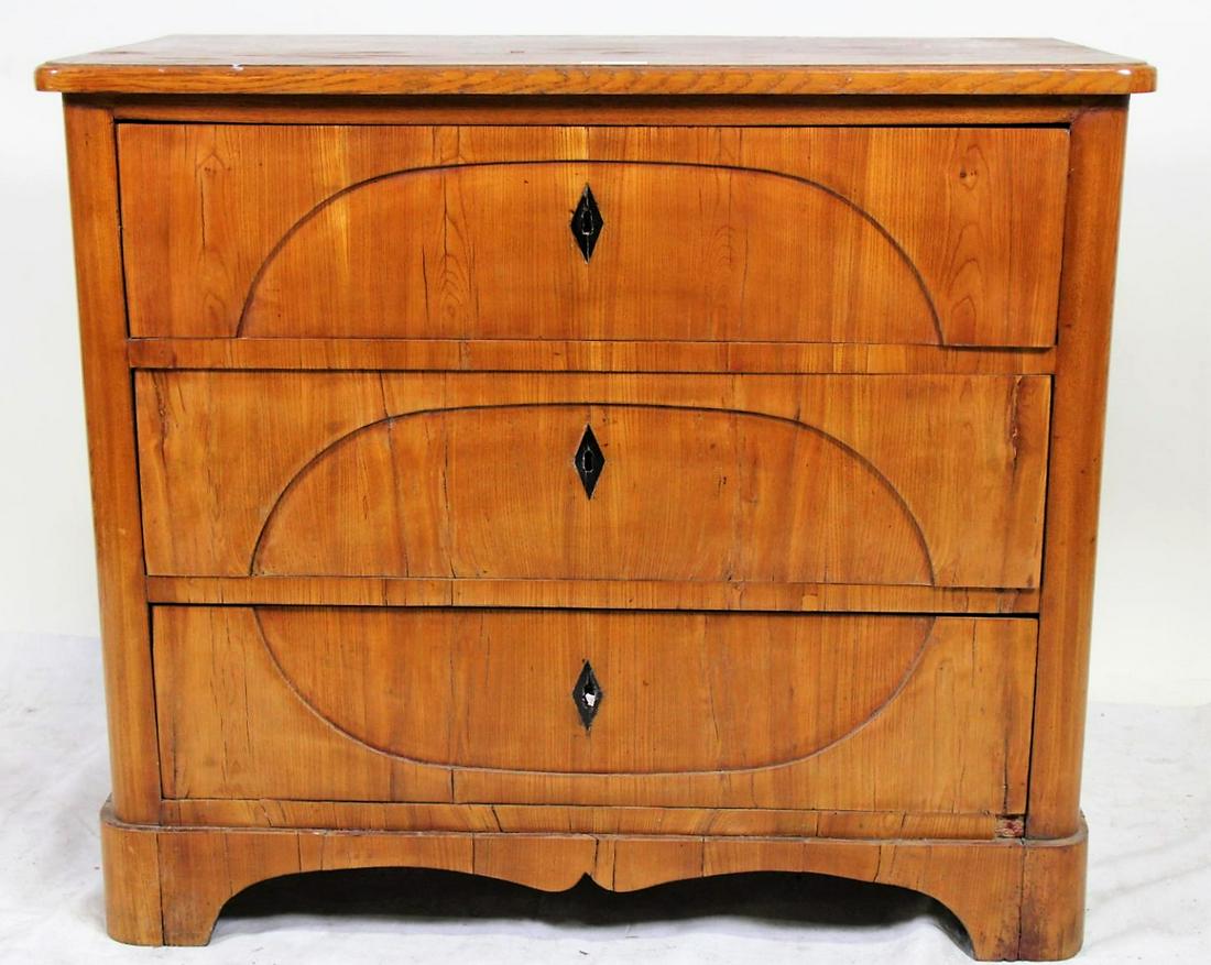 CIRCA 1840's BIEDERMEIER THREE DRAWER CHEST (1 of 3)