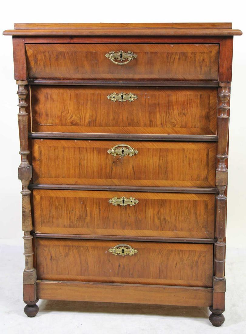 ANTIQUE VICTORIAN MAHOGANY FIVE DRAWER CHEST (1 of 4)