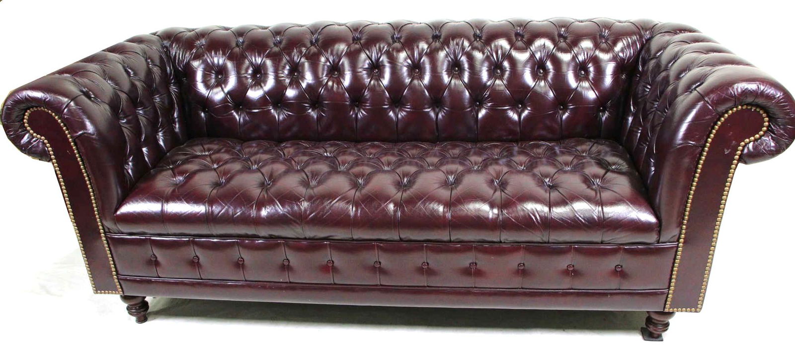 CHESTERFIELD BUTTON TUFTED LEATHER SOFA (1 of 4)