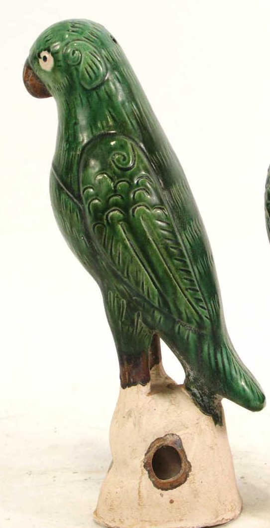 CHINESE GLAZED TERRACOTTA HAN STYLE PARROT FIGURE (1 of 3)