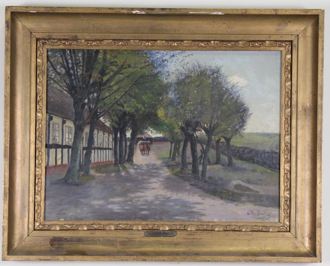 OTTO BRELLE LANDSCAPE OIL PAINTING, CIRCA 1886: OTTO BRELLE LANDSCAPE OIL PAINTING, CIRCA 1886. Height: 19.5 in. by Width: 24.5 in.