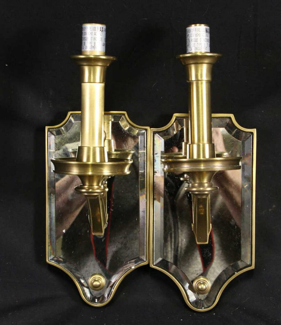 PAIR OF MIRRORED BACK WALL SCONCES (1 of 4)