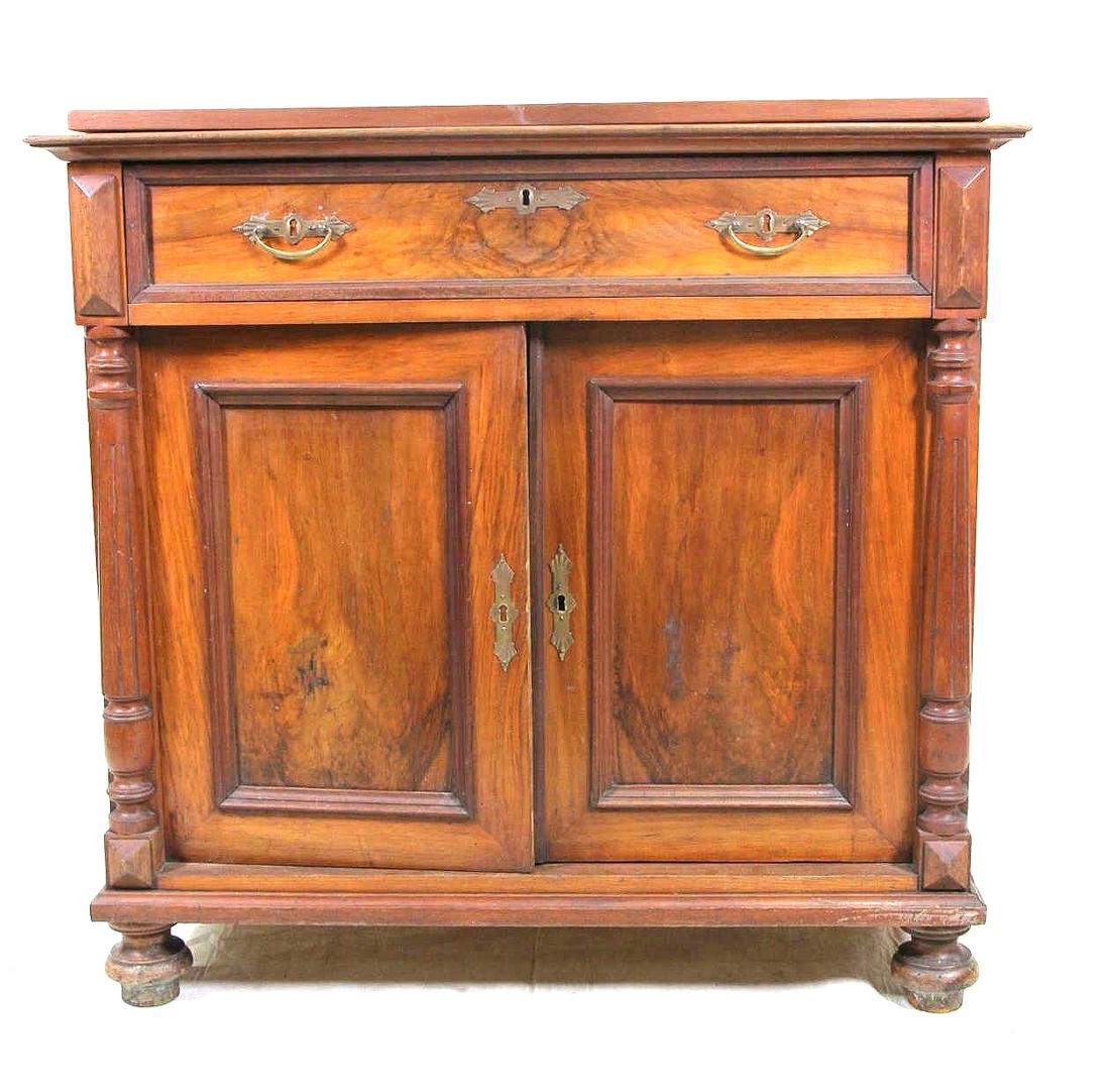 ANTIQUE MAHOGANY BEDSIDE CABINET (1 of 3)