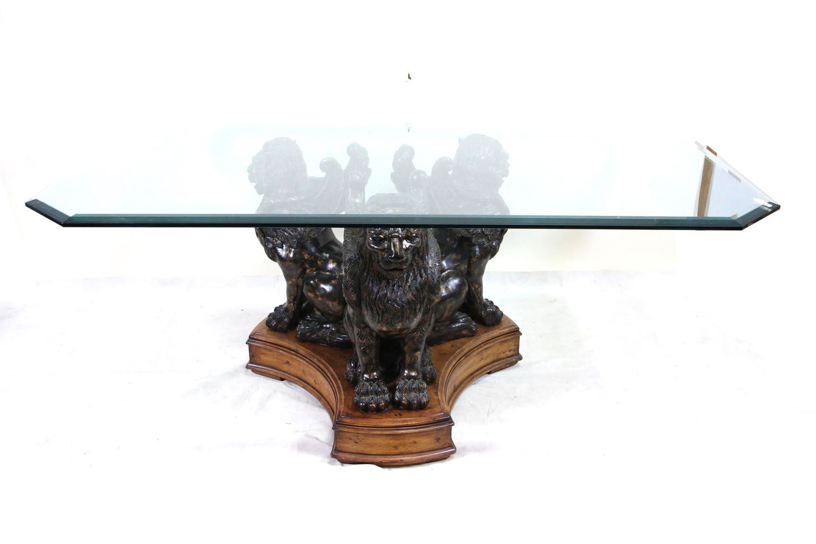 CAST WINGED LION BASE GLASS TOP TABLE (1 of 6)