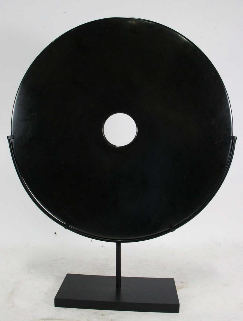 CHINESE CARVED STONE DISK ON STAND (1 of 2)