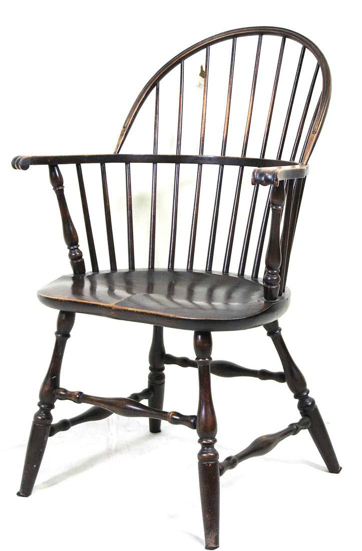 VINTAGE WINDSOR ARMCHAIR: VINTAGE WINDSOR ARMCHAIR. Height: 38 in. by Width: 25.5 in. by Depth: 17 in.