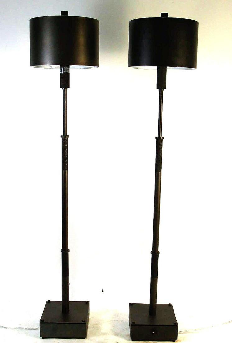 PAIR OF CONTEMPORARY EBONIZED BRONZE LAMPS (1 of 3)