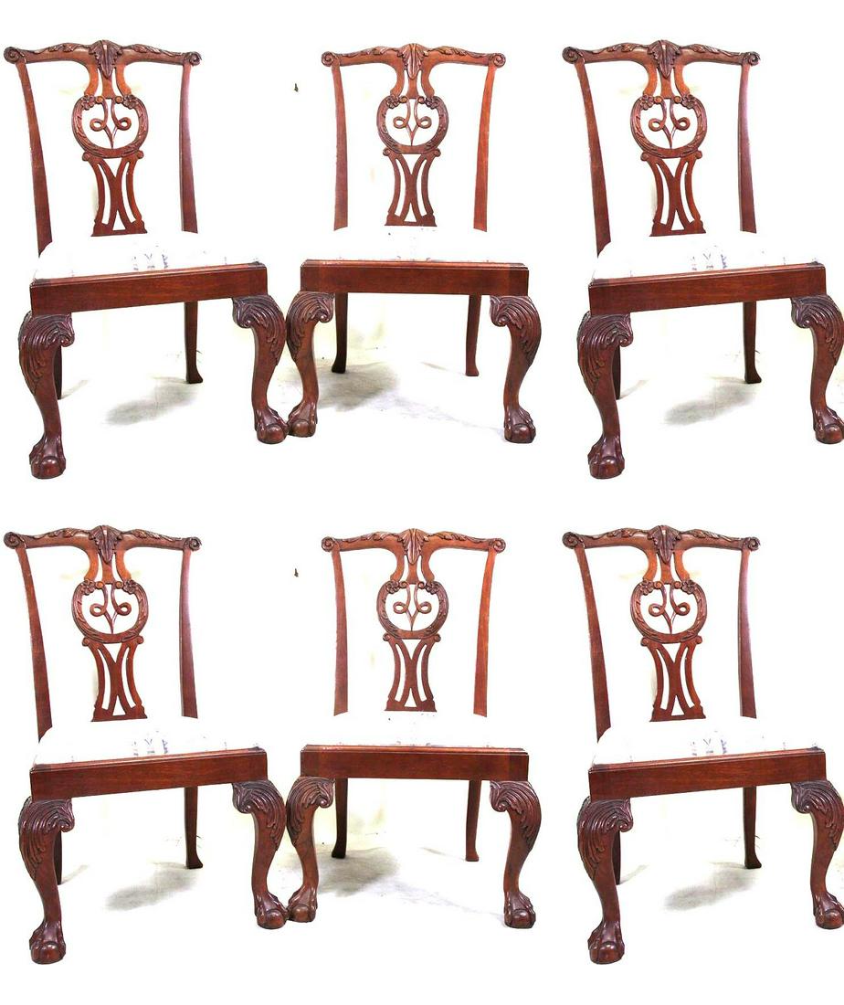 SET OF SIX BAKER CHIPPENDALE STYLE SIDE CHAIRS (1 of 7)