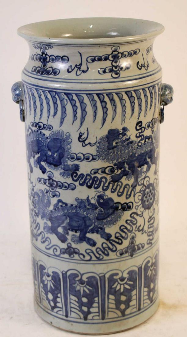 CHINESE BLUE & WHITE PORCELAIN VASE UMBRELLA STAND (1 of 2)