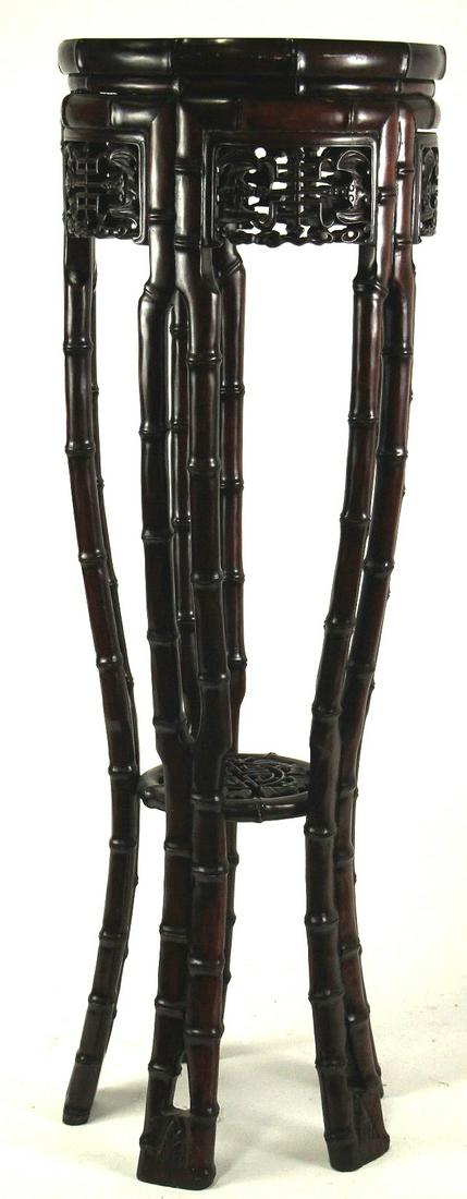 VINTAGE CARVED CHINESE BAMBOO PLANT STAND (1 of 5)