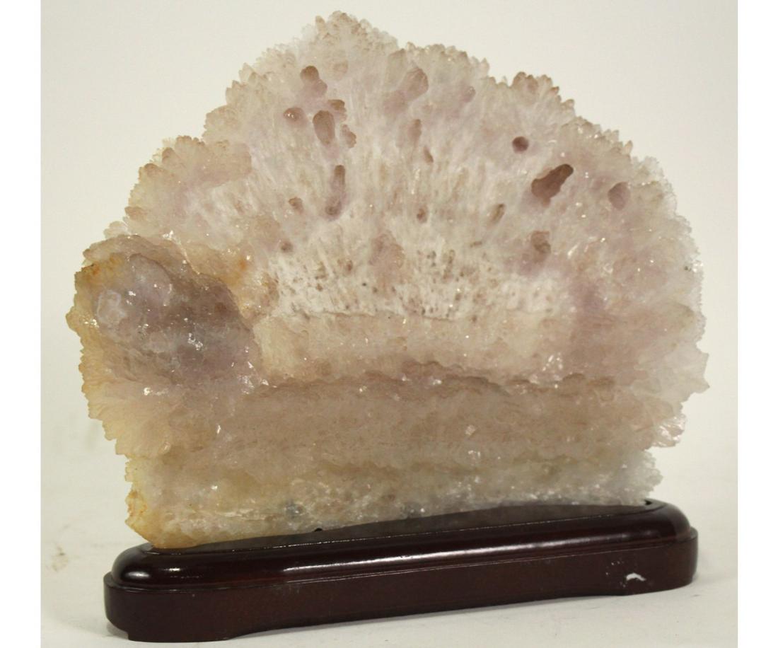 PINK AMETHYST FLOWER FORMATION ON WOOD STAND (1 of 3)