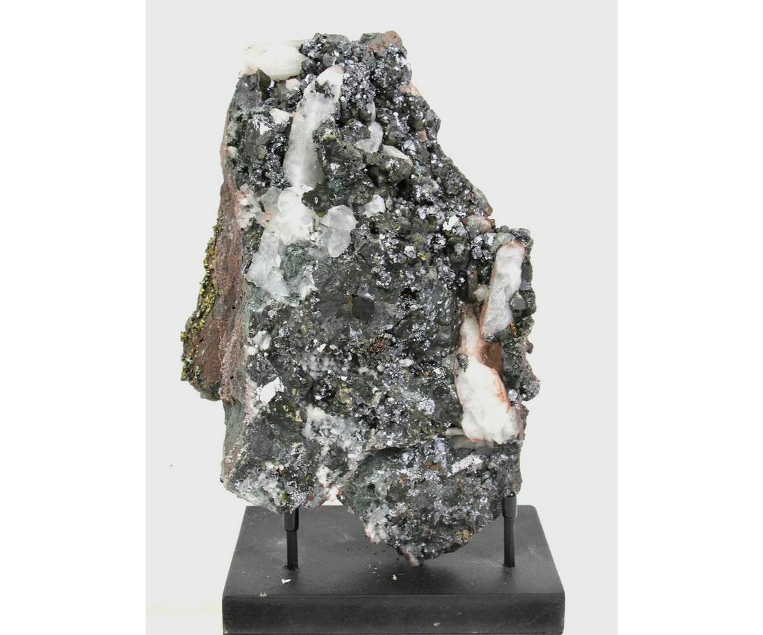 GALENA, QUARTZ, & CHALCOPYRITE SPECIMEN ON STAND (1 of 4)