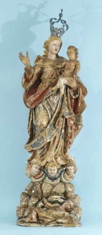 CIRCA 1730 STATUE OF "NOSSA SENHORA DE SANTANA": CIRCA 1730 PORTUGUESE WOOD CARVED & POLYCHROME STATUE OF "NOSSA SENHORA DE SANTANA" Height: 47 in. by Width: 13 in. by Depth: 10 in.
