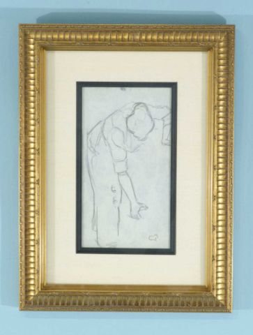 CAMILLE PISSARO "SKETCH" PENCIL ON PAPER: ATTRIBUTED TO CAMILLE PISSARRO (FRENCH, 1830-1903) "SKETCH" PENCIL ON PAPER. GILT FRAMED AND MATTED, INITIALED "C. P." LOWER RIGHT. Height: 8 in. by Width: 5 in.