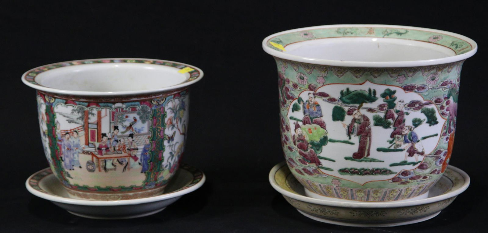 LOT OF TWO ANTIQUE CHINESE FAMILLE ROSE CACHEPOTS (1 of 10)